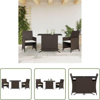 vidaXL vidaXL Cuscini da seduta - Set Bistr&ograve; 3 pz con Cuscini Marrone in Polyrattan