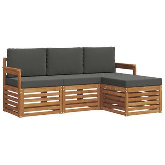vidaXL Conjunto De Sof&aacute;s De Exterior 4 Pcs Natural Y Antracita Vidaxl