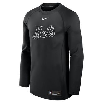 Nike New York Mets Authentic Collection Game Time Nike Mens Dri-FIT MLB Long-Sleeve T-Shirt in Black | 013D912ZNME-HHA