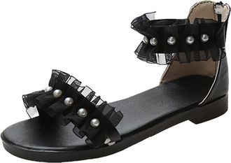 Generic Sandals For Women Shoes Clear Heels Low Sandals Woman Leather Suit Female Beige All-Match Comfort Low-heeled Black Flat