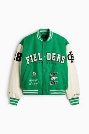 H&M Motif-detail Baseball Jacket in Green/rookie Of The Year at Nordstrom, Size Xxx-Large