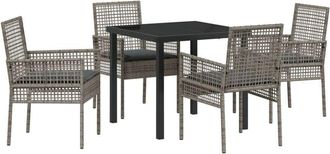 vidaXL Garden Dining Set with Cushion 5 pcs Grey Poly rattan vidaXL