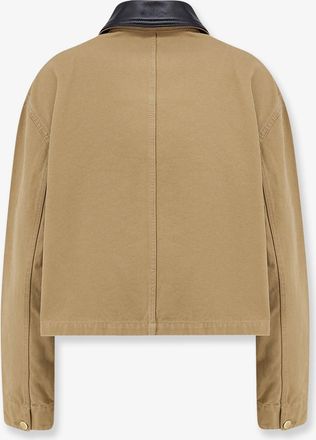 Balenciaga Womens Cropped Workwear Jacket Beige Canvas Cotton