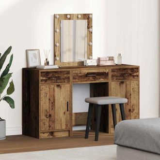 vidaXL Tavolo da Trucco con cassetto 3 pcs Marrone 50 x 41 x 135 cm Vidaxl