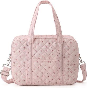 Generic Quilted Embroidery Handbag Large Capacity Padding Shoulder Bag Floral Printed Quilting Tote Handbag Mommy Trip Storage Bag (Style 1)