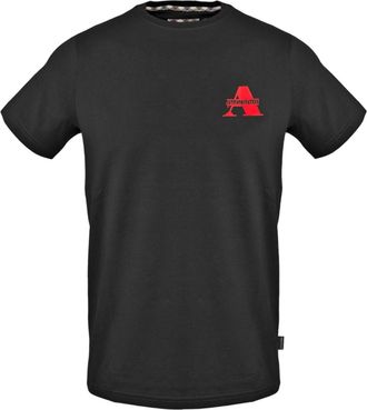 Aquascutum Heren Contrast Logo Crew Neck T-Shirt (Zwart)