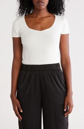 Elie Tahari Sweetheart Ribbed T-Shirt in Sky White at Nordstrom Rack, Size X-Large