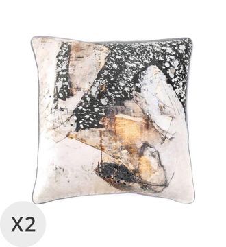 Moycor Set 2 cojines terciopelo dorado 45 x 45 cm