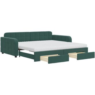 vidaXL Vidaxl - Sof&aacute; Cama Nido Con Cajones Terciopelo Verde Oscuro 100x200 Cm