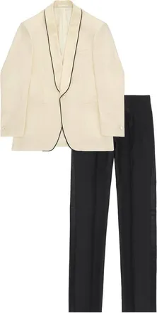 Fortela Fresco Wool Single-Breasted Tuxedo Suit in Ecru at Nordstrom, Size 52 Eu