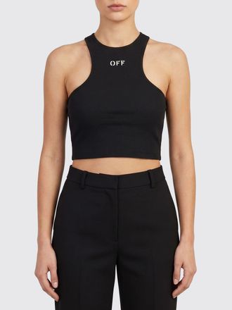 Off-white Top cropped in cotone con logo