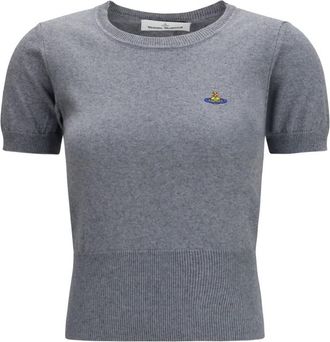 Vivienne Westwood Grey Logo Crew Neck Top