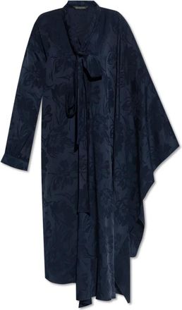 Balenciaga Bloemenprint jurk - Dames - Casual kleedjes - Blauw - 2XS - Satijn - Kleedjes