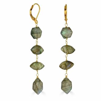 Rachel Reinhardt Jewelry Womens Labradorite Linear Drop Earrings In Green