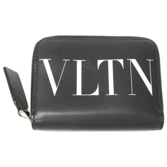 Valentino Black Leather Coin Purse/Coin Case (Pre-Owned)