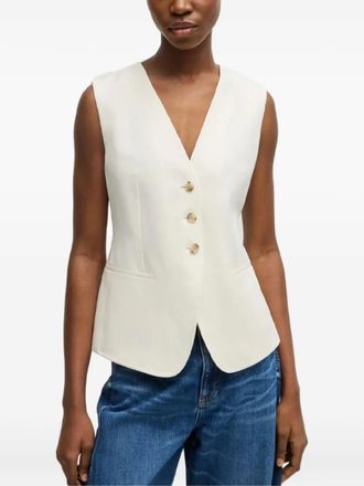 BOSS V-neck buttoned waistcoat - women - Lyocell/Cotton/Linen/Flax - 36 - White