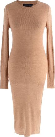 Cashmere in Love Cashmere in Love Beige Ribbed Midi Dress Size S