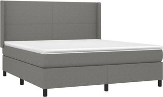 vidaXL Vidaxl - Cama Box Spring Colch&oacute;n Y Luces Led Tela Gris Oscuro 180x200 Cm