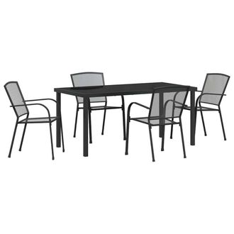 Berkfield Home 5 Piece Garden Dining Set Anthracite Steel in Dark Grey