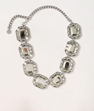 Self Portrait Collana girocollo in ottone con cristalli quadrati