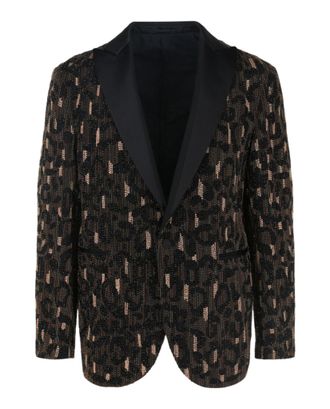 Versace Beaded Embellished Animal Patterned Blazer