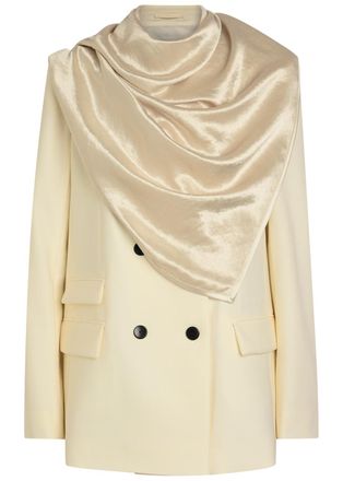 Maria McManus Draped Double-breasted Wool Blazer - Ivory - 10 (UK12 / M)
