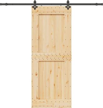 vidaXL Vidaxl - Puerta Corredera Con Herrajes Madera Maciza De Pino 90x210 Cm