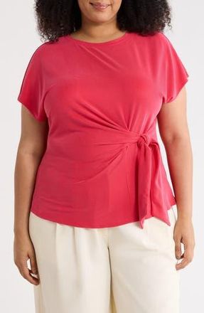 Nordstrom Rack Short Sleeve Tie Detail Top in Red Jazzy at Nordstrom Rack, Size 1X