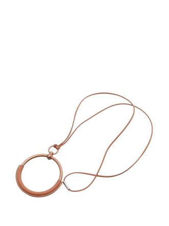 Herm&egrave;s Collana con pendente in acciaio inossidabile e pelle Swift 2020-2025 - Marrone