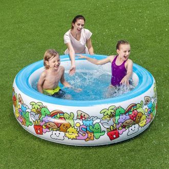 Trade Shop Trade Shop - Piscina Gonfiabile 3 Anelli Per Bambini Con Personaggi Frutti Piante 152x51cm 016156