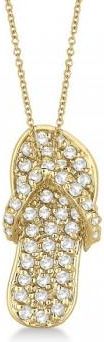 Allurez Diamond Flip Flop Pendant Necklace 14k Yellow Gold (0.50ct)