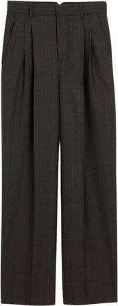 Ami Broek met wijde pijpen en hoge taille - Dames - Wijde Broeken - Grijs - 2XS - Wol - Broeken