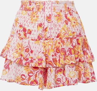 Poupette St Barth Culotte ruffled floral miniskirt