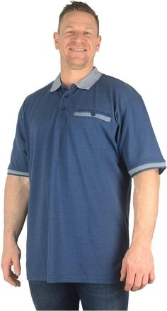 KAM Big Mens Royal Blue Marl Poelstra Jacquard Style Fashion Polo Shirt Cotton Stylish Oversized Tall for Sizes 2XL 3XL 4XL 5XL 6XL 7XL 8XL, Size : 6XL