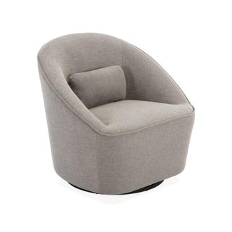 Sweeek Sill&oacute;n giratorio de tela 360&ordm; con coj&iacute;n, gris beige