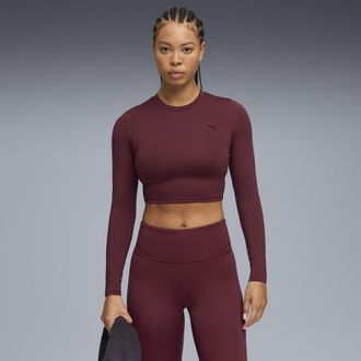 Puma Top cropped a maniche lunghe PUMA SHAPE da donna, Abbigliamento, Rosso, XXL
