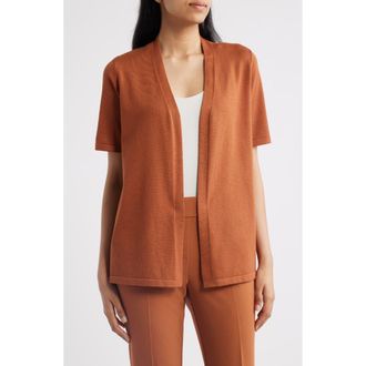 Anne Klein Newport Open Front Elbow Sleeve Cardigan in Cedar Spice at Nordstrom, Size X-Small P