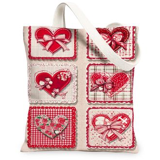 Generic ValentineS Day Heart Canvas Tote Bags, Floral Love Design Reusable Grocery Bags, Lightweight Washable Canvas for Travel Pi, Red, 13x15 Inch