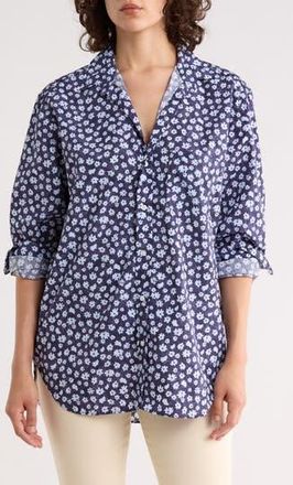 Frank & Eileen Relaxed Fit Cotton Button-Up Shirt in Navy Light Blue Floral at Nordstrom Rack, Size Xx-Small