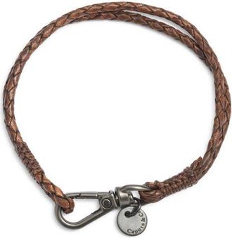 Caputo & Co. Mens Swivel Clasp Leather Bracelet in Dark Brown at Nordstrom