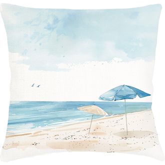 Anaya with Love Barefoot Beach Linen Pillow 20x20 with Down Alternative Insert in Blue at Nordstrom, Size 2Ft 0In X 2Ft 0In