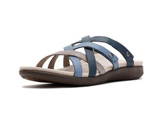 Aetrex Kasey Adjustable Slide Sandals Womens Sandals Blue : EU 43 (US Womens 11.5-12) M (B), Leather