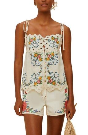 Farm Rio Grandmas Treasure Tie Strap Camisole in Off-White at Nordstrom, Size X-Small