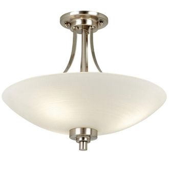 Loops Semi Flush Ceiling Light Satin Chrome Glass 3 Bulb Feature Lamp Holder Fitting in Clear