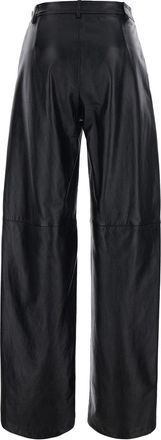 Max Mara Womens Pants Legno Black Leather Lamb Trousers