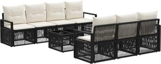 vidaXL Conjunto De Sof&aacute;s De Jard&iacute;n 8 Uds. Negro Rat&aacute;n Sint&eacute;tico Vidaxl