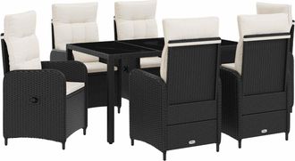 vidaXL Juego De Comedor Para Exteriores 7 Uds. Negro Y Blanco Crema Vidaxl