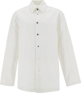 Jil Sander Cotton Denim Shirt - Heren - Zakelijke Overhemden - Wit - L - Denim - Overhemden