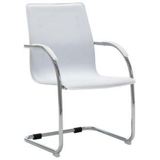 vidaXL Silla De Oficina Voladiza De Cuero Sint&eacute;tico Blanco Vidaxl