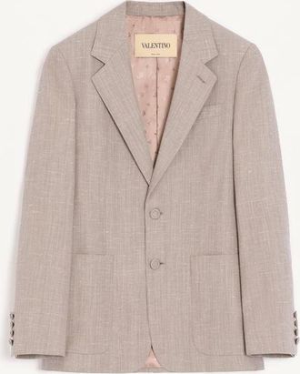 Valentino Valentino Single-Breasted Jacket In Boutonn&eacute; Wool Man LIGHT GREY 44